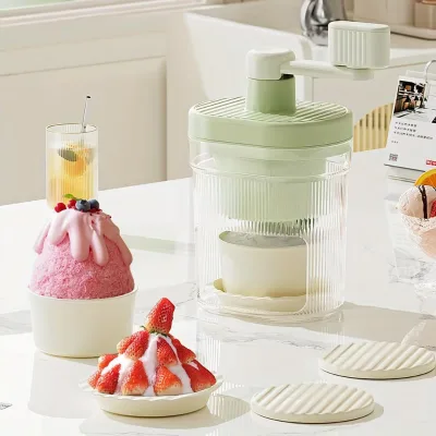 Small Household Manual Shaved Ice Machine Hand-Cranked Smoothie Ice Crusher Sustainable Plastic Fluffy Ice Artifact Stall Hail