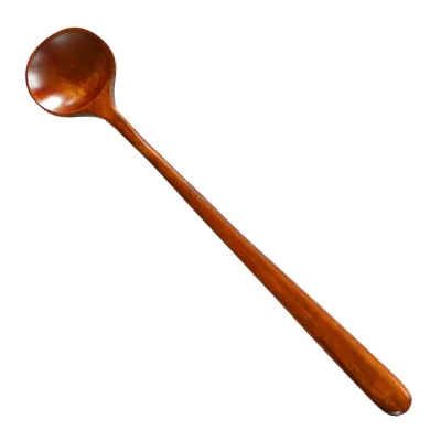 Wooden Long Spoons Long Handle Round Spoons Korean Style Soup Spoons for Soup Cooking Mixing Stirring Kitchen Tools Utensils