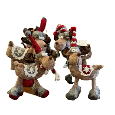 Linda best selling Elk Doll Four Legged Standing Doll Christmas Day Elderly Snowman Doll Window Decoration Ornament