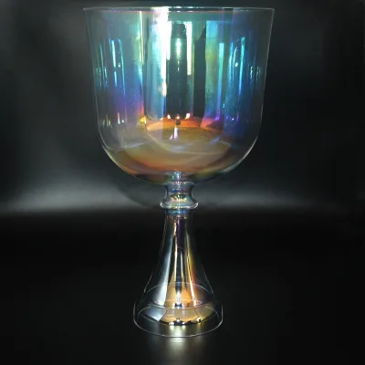 Cosmic Light Seven Color Crystal Handle Singing Grail Hand Held Quartz Crystal Singing Bowl