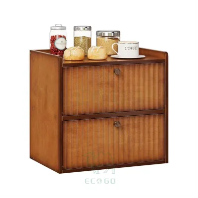 Rustic Premium Bamboo Bread Box for Kitchen Countertop Bamboo Bread Storage Container Bin Double Layer Bread Box Farmhouse