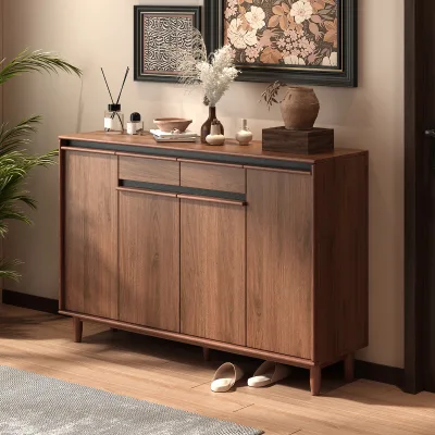 Space & Hidden Design Shoe Rack Solid Wood Extendable for Living Room Entry Doorway Oak Wood Shoes Storage Cabinets