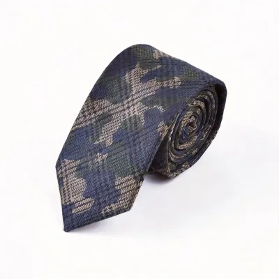 Premium Business Plaid Embroidered Durable Formal Jacquard Polyester Necktie with Custom Logo for Wedding Gift