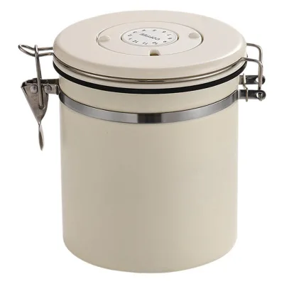 Modern Design 304 Stainless Steel Sealed Coffee Bean Storage Jar Date Label Spoon Valve Kitchen Set Packaging Sustainable