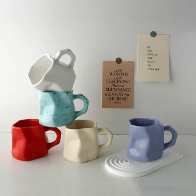 Twisted-Shaped Bone China Eco-friendly Reusable Coffee Mugs Customizable Logo Pattern 10 oz Capacity Microwave Dishwasher Safe