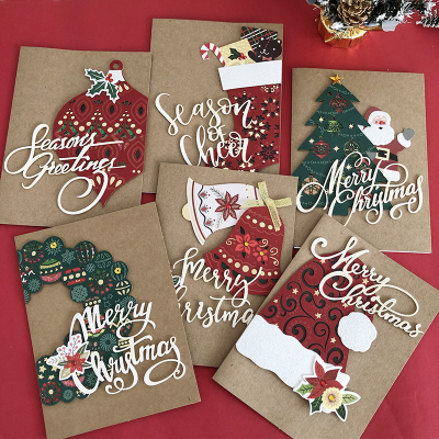 Wholesale Christmas Cards Kraft 3D Christmas Greeting Cards with Envelopes for Xmas Happy New Christmas Accessories Gifts Cards