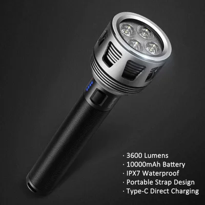 Nextool NE20168 SelfDefense 3800LM IP54 5000K Daylight USB Rechargeable Quick Strobe Light Aluminum Body Zoomable