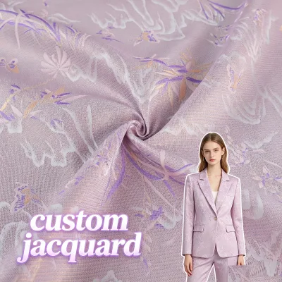 Stock 100% Acrylic Jacquard Woven Double-sided Brocade Fabric Imitating Dynasty Style for Clothes Dresses Wedding Accessories