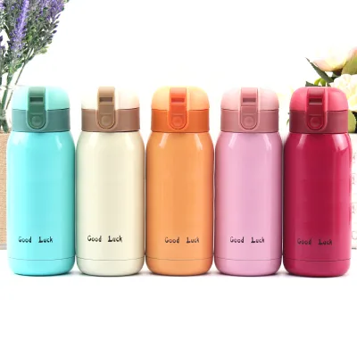 D6011 Souvenir Gift Cup Thermal Mug Bouncy Lid Student Children Water Bottle 304 Stainless Steel Vacuum Flask