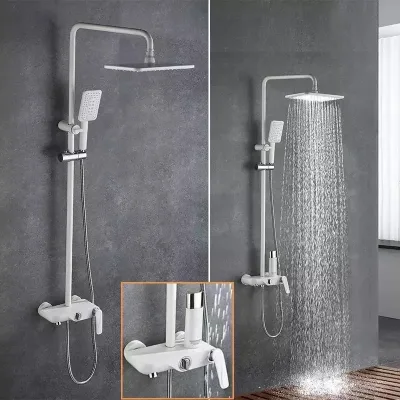 White Shower Mixer Set Bathroom Black Bathroom Shower Head Set Automatic Shower Set