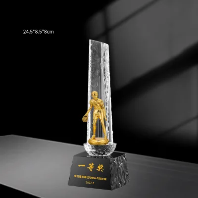Factory Professional Custom Football Trophy Crystal Black Sandblast Base for Champion Award