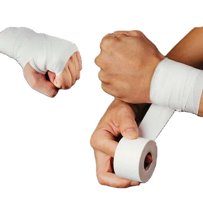 White Cotton Print Athletic Sports Tape Wrist Ankle Protection No Sticky Residue Easy Tear Gymnastics Soccer Football Training