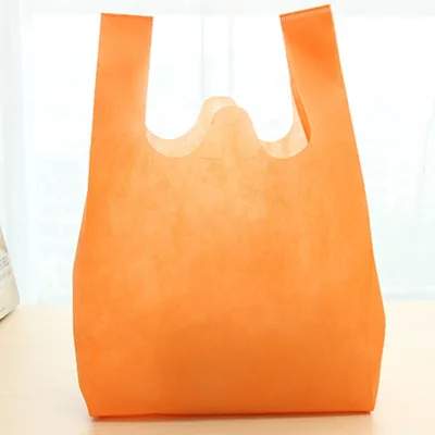 Eco Friendly Reusable Spunbond Nonwoven T-shirt Bags with Custom logo Printing