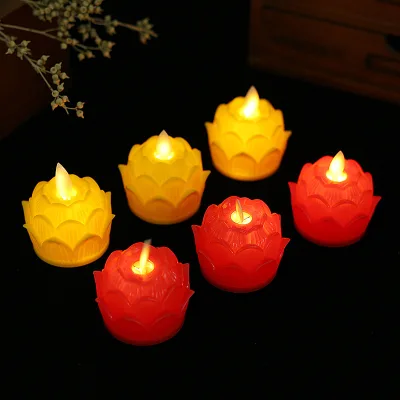LED Electronic Lotus Lantern Buddha Candle Lights Flameless Flower Candles Led Buddhist Flower Light