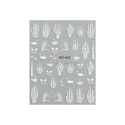 1pc 3D Punk Skeleton Hand Nail Sticker Dark Gothic Style Adhesive Nail Sticker Irregular Skull Nail Art Decoration Decals Design