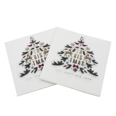 Christmas Series Printed Paper Disposable Dinner Table Napkin Tissues for Xmas Happy New Year Party Decoration