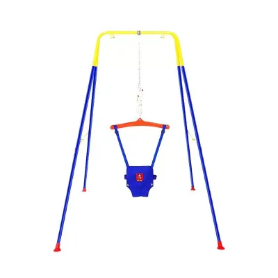 Indoor Solid Wood Modern Design Toddler Swing Jumper Bouncer with Geometric Pattern Manual Drive 12kg Load Capacity