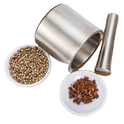 Leeseph Mortar and Pestle Sets - 18/8 Brushed Stainless Steel Manual Spice Grinder