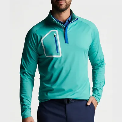OEM Customized Men's Solid Color Casual 1/4 Zip Sweatshirt Hoodie Men's Polyester Pullover Custom 1/4 Zip