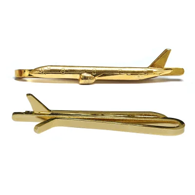 China Tie Clips Manufacture Metal Crafts Tie Clip Custom Made Sublimation Engraved Cheap Gold Blank Airplane Tie Clips for Men