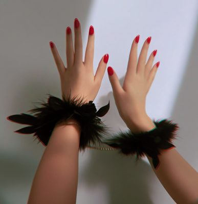 Female BDSM Black Feather Wrist Cuff Bondage Gear