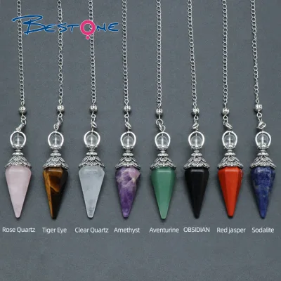 Wholesale Natural Six Pyramid Crystals Stone Pendulum Pendant Hanging Ornament Multi Color Gemstone Jewelry