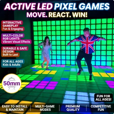 Interactive Projection Hopscotch Floor Light Activate LED Grid Floor Is Lava Game Laser Dance Floor for Indoor Playground