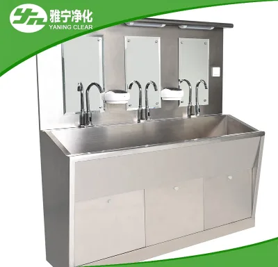 YANING Stainless Steel Hands Free Multi-Station Operation Surgical Scrubbing Sinks OT Sink Medical Sink Unit for Hospital OT