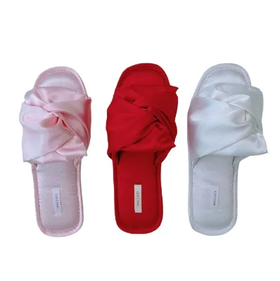 New Low Heel Simple Bow Comfortable Home slippers Indoor Silent Non-slip slippers Women