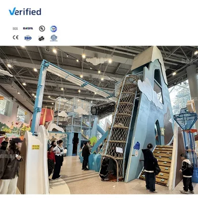 Custom Large Engineering Theme Park Indoor Playground Foam Brick Crane Climbing Wall Slide Children Play Equipment CE Certified