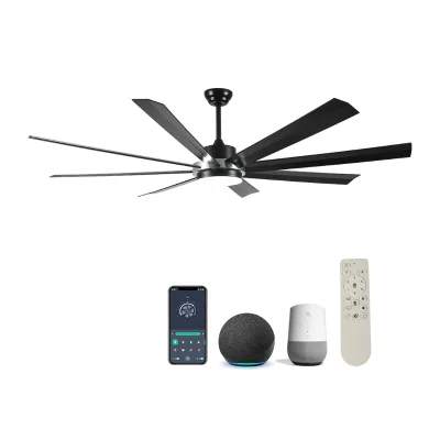 Eureka 72" 7 Blades Brown Ceiling Fan Remote Control LED Light Kit Tri-Color Modern European 10-Year Warranty Dimmable