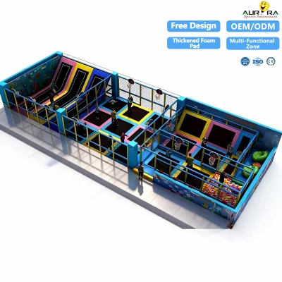 Outdoor Commercial Adult Trampoline Park With Roof Gymnastic Competition Safe Net Anti Slip Durable Fitness Facility