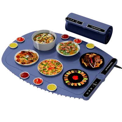 2025 Trending Roll-up Safty Kitchen Warming Pad Food Heating Mat with 9 Gears Temperature Setting for 6 to 7 Dishes