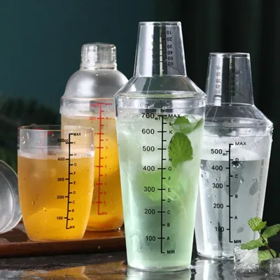 Wholesale Classic Barware Ps Cocktail Shaker Plastic Transparent 16oz martini Cocktail Shaker
