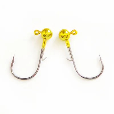 Alpha Circle Hooks Gold-Colored Fly Fishing Jig Head for Lure Bottom and Stream Fishing Targets Bass Trout in Rivers Lakes