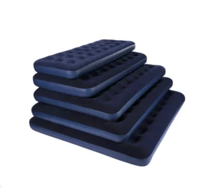 PVC Flocked Inflatable Folding Travel air Bed Mattress Sleeping Bed with Built in Hand Pump