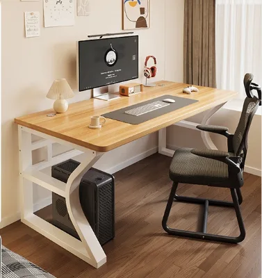 2025 New Solid Wood Office Computer Desk Steel Frame Modular Convertible Design Durable Storage Space-Saving Assembly Required