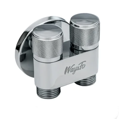 Factory Price Good Quality Copper and Ceramic Angle Valve No Leakage Chrome Plated One in Two Out G 1/2 Angle Valve