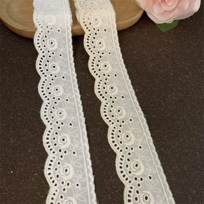 Classic Perforated Cut-Out Cotton Embroidered Lace Trims 3.8cm Width for Children's Clothing Garments Necklace