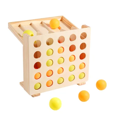Wooden 4 in a Row & Bounce Ball Games, Four in a Row Game and Bounce Ball Party Game, Bounce Off Game for Friends and Family