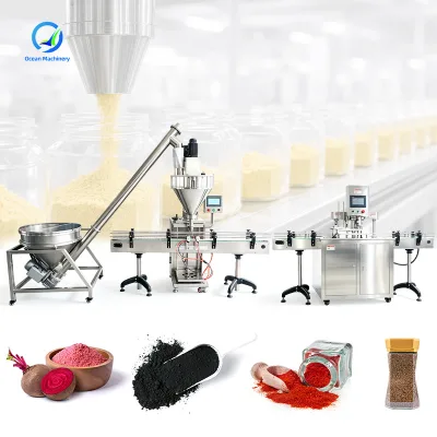 OCEAN Automatic Dry Spice Pack Protein Can Fill Cap Label Production Machine Bottle Powder Package Line