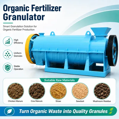Low Maintenance New Type Organic Fertilizer Granulator Continuous Operation Animal Waste Bio Granulating Machinery