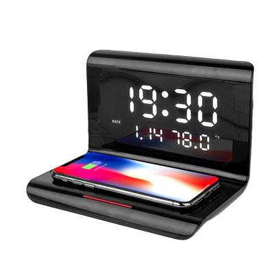 Charger Personal Digital Table Alarm Clock With Wireless Charging