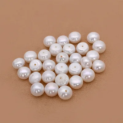 Direct Factory Price 9-9.5mm Natural Button Pearl Loose Beads Undrilled Half Drilled Pearl Component for Jewelry Manufacturer