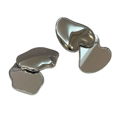 Fashion Heart Custom logo Handheld Metal Double Side Small Mirror Cute Foldable and Portable Mini Not Easy to Break and Portable