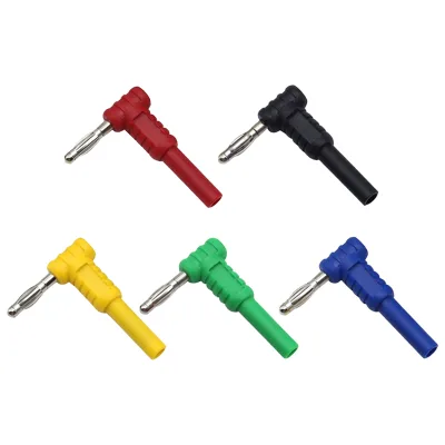 Jia Lun 5-color Wholesale 4mm 90 Degree Right Angle Banana Plug Multimeter Test Lead Connector with Colorful Insulated Housing