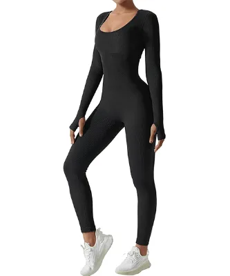 Jumpsuits for Women Long Sleeve One Piece Jumpsuit for Women Workout Seamless Jumpsuits Exercise Tummy Control Rompers