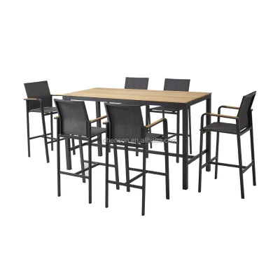 Garden Restaurant Bar Furniture Chair and Table Teak Wood Dining Bar Set