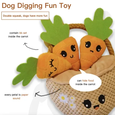 Cute Dog Interactive Boredom Buster Bite-resistant Plush Toys Bee Set Carrot Set Indoor Use
