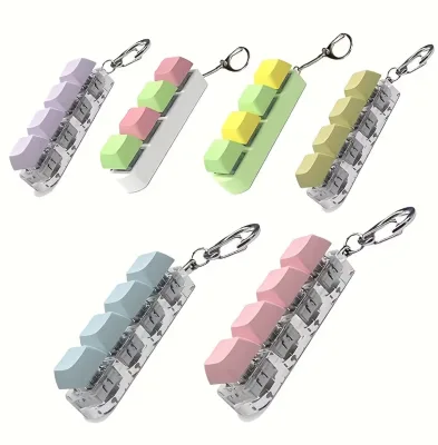 Portable Random Color Keycap Stress Relief Fidget Finger PressToy Keyboard Keychain Keyboard Fidget Toy Keychain